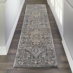 Nourison Home Moroccan Celebration KI381 Navy/Beige/Ivory Indoor Area Rug - 2'2 X 7'6