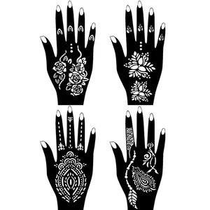Temporary Tattoo Kits 5 Inks 102 Stencils, Henna Tattoo Kit with Mandala Stencils Semi Permanent Tattoo Markers Jagua Gel for Women Men Kids DIY Art Painting Party Gifts
