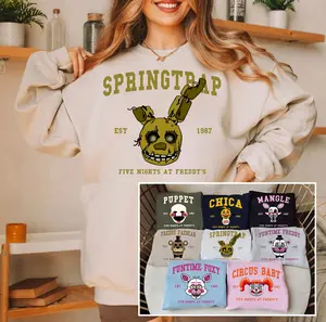 Five Nights at Freddys Characters Sweatshirt and Hoodie, FNAF Animatronics Sweatshirt, FNAF Horror Movies Hoodie, Gift for Fan