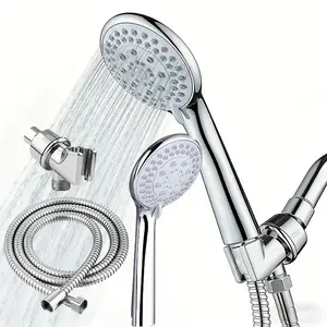 5-Position Shower Faucet Set (5 Modes Head + 1.5m Soft Hose + Universal High-Quality Holder), Abs Durable Material, Easy Installation, Handheld Showerhead, Shower Head Combo, Shower Head With Hose