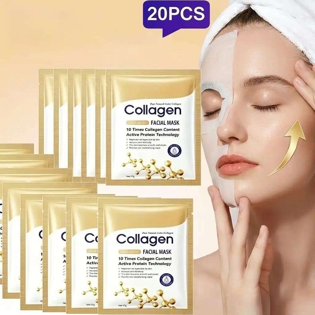 10pcs Sheet Face Masks Multi-Pack, Collagen Infused for Deep Moisturizing, Anti-Age Firming, All Skin Types, Portable Daily Facial Care Gift for Girls, Self Care Products