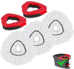 (NO BUCKET)Mop Replacement Head for O Cedar Spin Mop 1 Tank System, 5 (NO BUCKET)Pack with 3 Mop Replace Head & 2 Scrub Brush Head,Microfiber Spin Mop Refills and Floor Scrubber Mop Replace