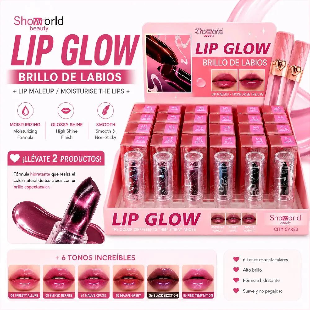 2 Unit- Hidrating Lip Glow - Magnificent Shades, Super Shiny Finish