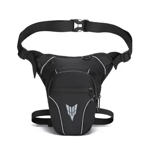Men's Motorcycle Leg Side Bag, Multi-Pocket Riding Waist Belt Pouch with Reflective Strip, Motorcycle Hip Waist Bag, Casual Sports Bag