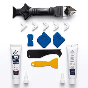 Professional 3-in-1 Silicone Caulking Tool Kit – Remove Old Sealant & Create Perfect Smooth Edges - Caulk Removal & Finishing Tool, 2 addtional MS putty tubes, value pack.