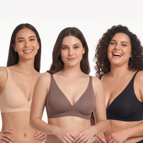 SoFlace Women's Jelly-Feel Wireless V-Neck T-Shirt Bra, Adjustable Lightweight Bralette, Smooth Soft-Touch Fabric, Side Smoothing, Gentle Support, Breathable Everyday Bra