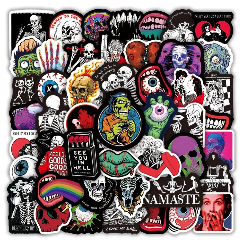 Personalized Terror Skeleton Graffiti Series Decoration Sticker, 100pcs Waterproof Sticker for Wall Water Bottle Skateboard Helmet Car Bike Luggage La