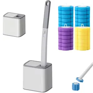 Wall Mount Disposable Toilet Brush 24PCS Replaceable Heads Pre Installed Detergent Dead Corner Cleaning Anti Bacterial Hygienic Daily Bathroom Sanitary Supplies