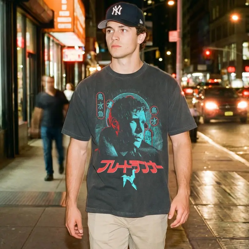 80's Sci-Fi Blade Movie Graphic Tee, Retro Tyrell Corp Runner T-Shirt
