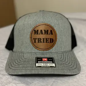 Mama Tried Leather engraved Patch Hat