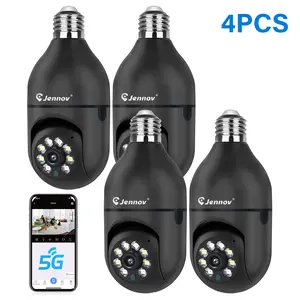 Jennov 2K WiFi Light Bulb Security Camera Wireless Outdoor - Cameras for Home Security Outside, camara de seguridad，Light Socket Indoor Camera, Auto Tracking AI Human Detection Compatible with Alexa -2 Pcs