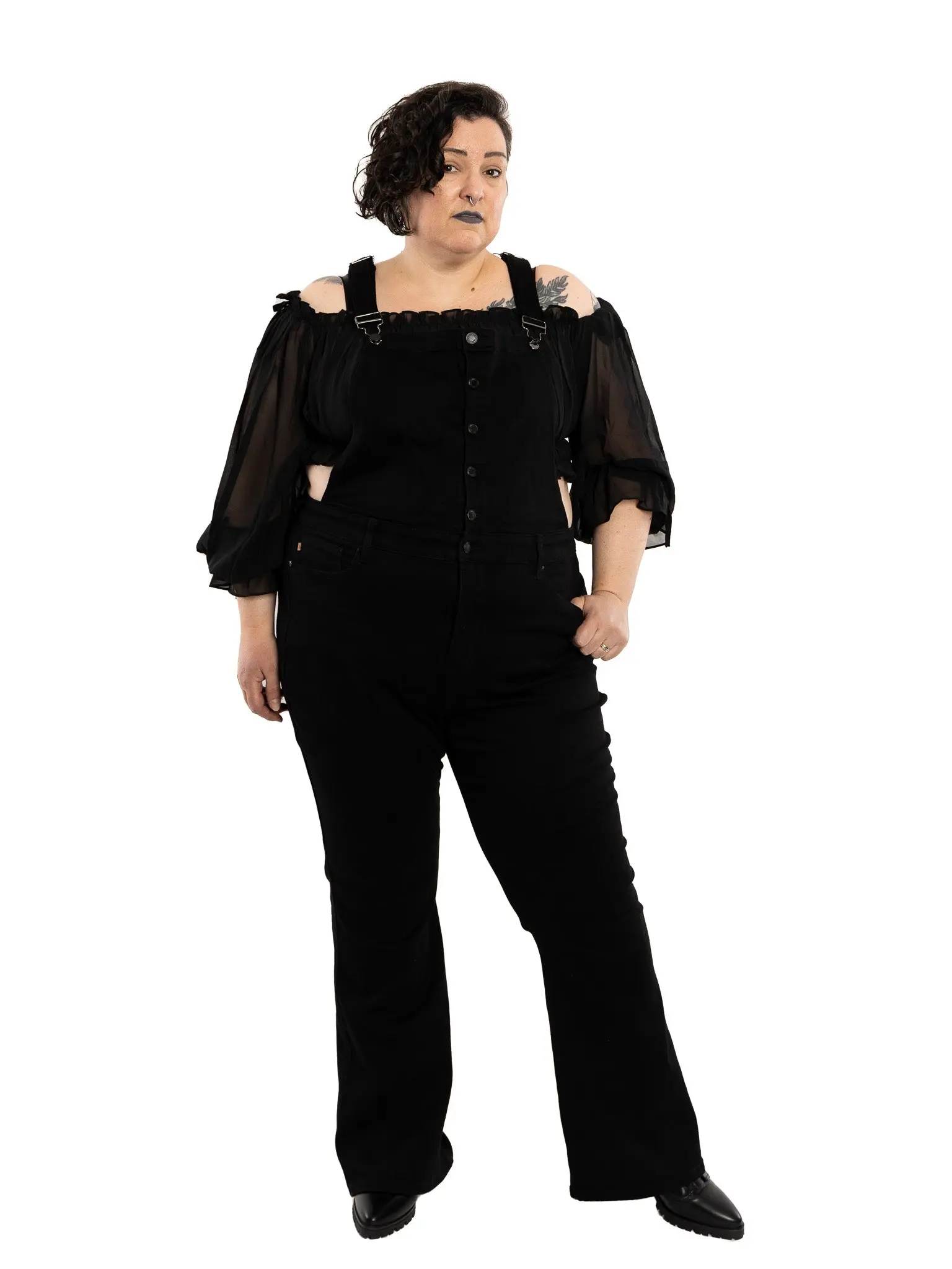Julie Black Denim Flare Overalls FAN FAVORITE!