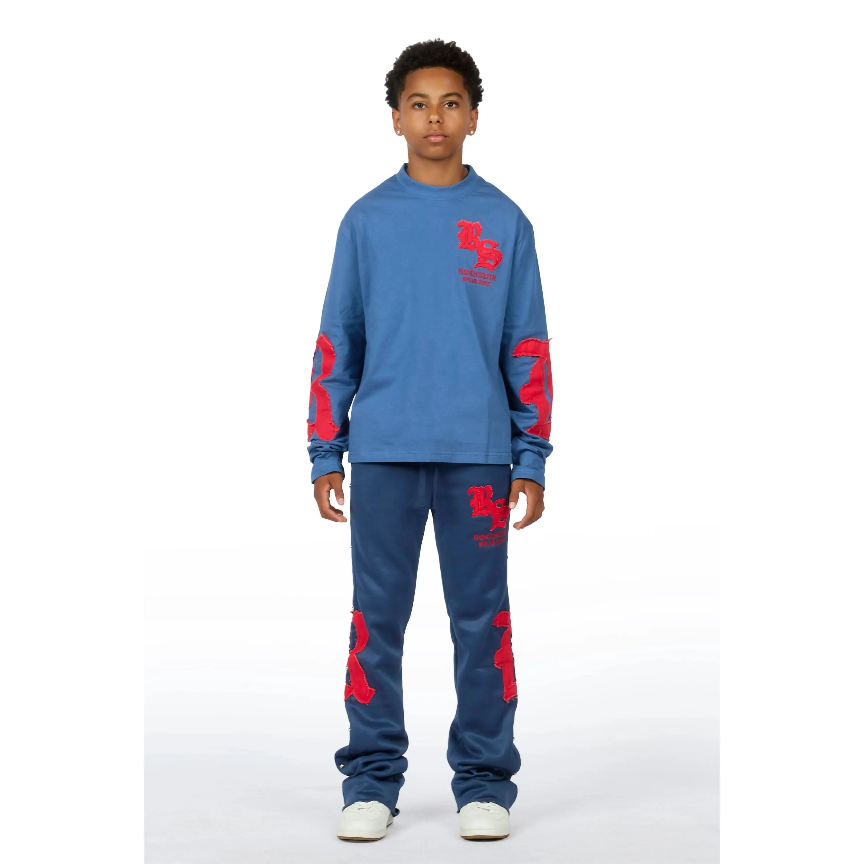 Boys Shire Navy/Red Long Sleeve Stacked Track Set