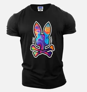 Bone Rabbit Men's T-Shirt Happy Funny Sarcastic Cool Bunny Gift New Tee Cotton Menswear Soft Top Chinese Christmas