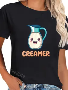 100% Cotton Unisex Coffee & Creamer Matching Couple Halloween Best Friends T-Shirt Vingate Printed Casual Round Neck T shirt
