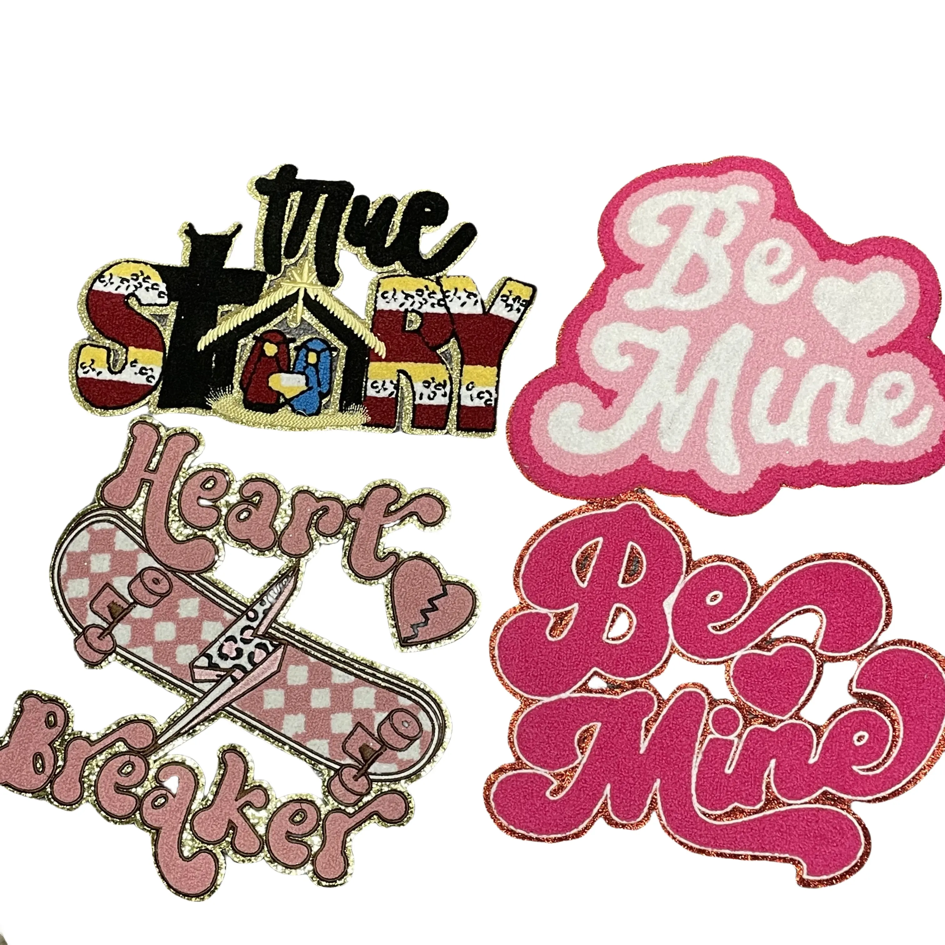 Valentine's Day love bow iron on Chenille embroidery patches