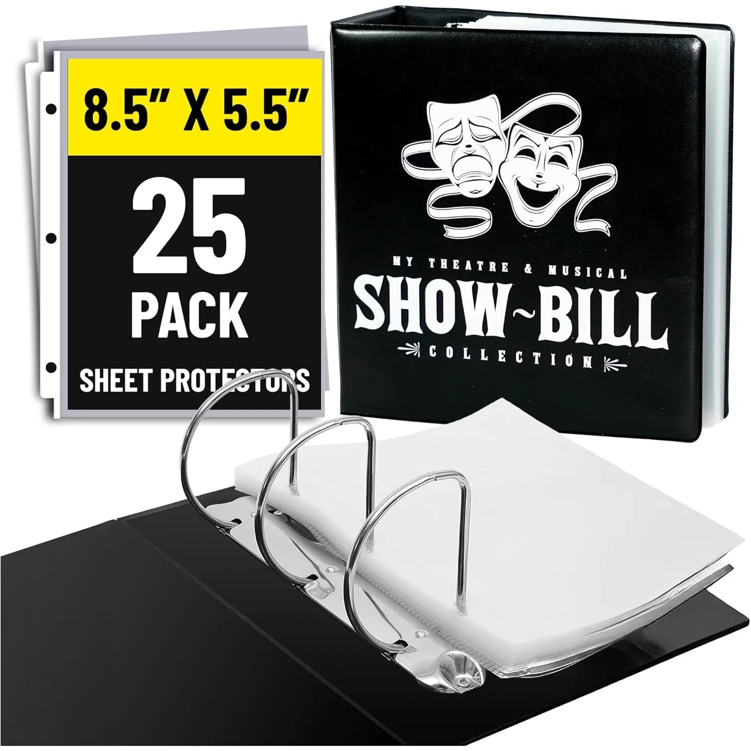 Show-Bill/Playbill  for Broadway and Theatre Show-Bills, Comes with 20 Sheet Protectors to Hold and Organize All Your Playbills, D-, Black, by