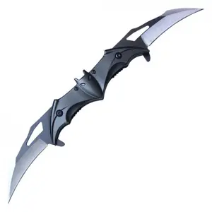 Batman Dual Blade Pocket Knife Black & White 8" Assisted Open - PF5BK