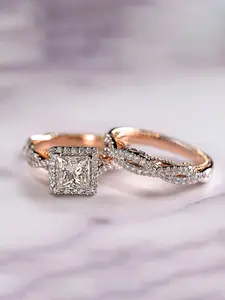 Luxury Rhinestone Decorated Ring, Elegant Gorgeous Hand Jewelry for Wedding Party, Fashion Accessories for Women & Girls, Bridal Rings, Rhinestone Ring Set