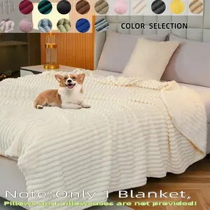 Style Plush Blanket, Thick Coral Fleece Throw, Multiple Colors and Sizes, Moisture-Wicking, Ideal for Summer, Bedroom, Car, Throw Blankets