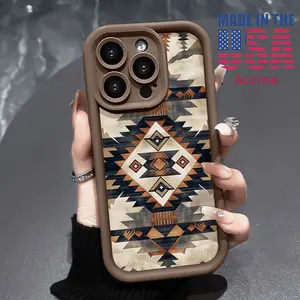 Phone Case for iPhone 17 Pro Max 16 Plus 15 14 13 12 11 Air XR E Tribal Geometric Tapestry Pattern Silicone TPU Lens Protective Rugged Durable Soft Cover for Boy