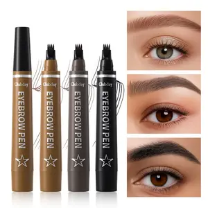 3Pcs 4-Prong Eyebrow Pencil, Brow Definer, 3D Wild Brow Makeup, Smooth Lines Uniform Effluent, High-Pigment Long-Lasting, Sweat & Water Resistant, Beginner-Friendly Brow Kit
