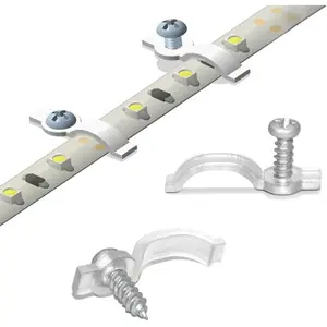 100 Pack Strip Light Mounting Brackets,Fixing Clips,One-Side Fixing,100 Screws Included (Ideal for 10mm Wide Waterproof Strip Lights)