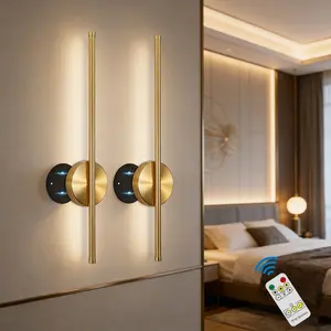 Modern Gold LED Magnetic Charging Wall Light, Adjustable Touch Control, Dimmable, 50cm, for Hallway Living Room Bedroom Entryway, 2 Pack