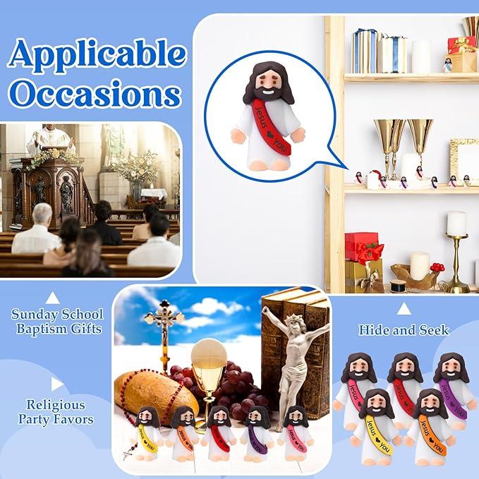 80/160pcs Mini Jesus Figures Original Design Decor Easter EggStuffers - Cute Jesus Ornaments Toys Easter