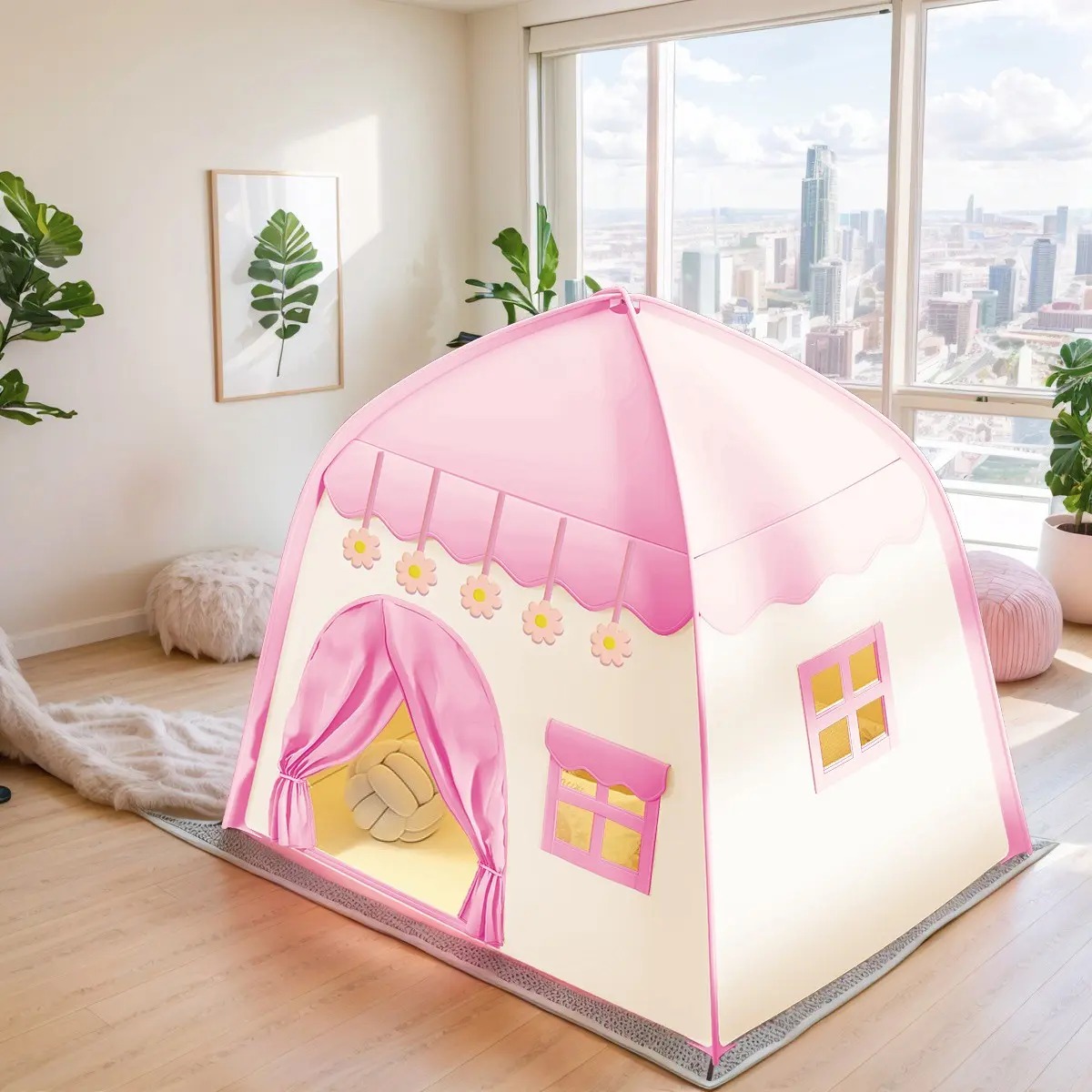Outdoor Fun Kids Play Tent, Game Tent, Castle Playhouse for Boys Girls, Portable Play House, Secret Base & Sleep Tent, Beach Party Toy, Ideal Birthday & Holiday Gift, No Accessories & Lights, Portable Play Area