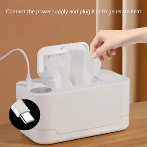 Portable USB Charging Wipes Heater, Smart Baby Wipes Thermometer, Unisex Solid Humidor, Compact Size 8.66x5.51x3.94 Inches, Wet Wipes