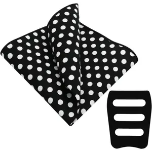 Pocket Squares for Men, Polka Dots Cotton Mens Handkerchiefs with Pocket Square Holder for Business Wedding Casual