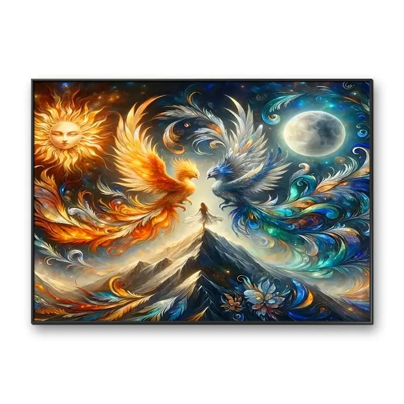 Phoenix & Eagle Pattern DIY Diamond Arts Colorful Painting Kit without Frame, DIY 5D Diamond Arts Colorful Painting Kit, Wall Art Decor for Home