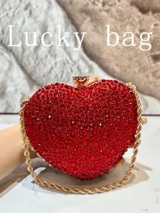 Women's Fashion Heart-Shaped Rhinestone Handbag Design, Wedding Clutch Purse Wrist Bag for Evening Parties, Formal Occasions, Valentine's Day Gift Wristlet