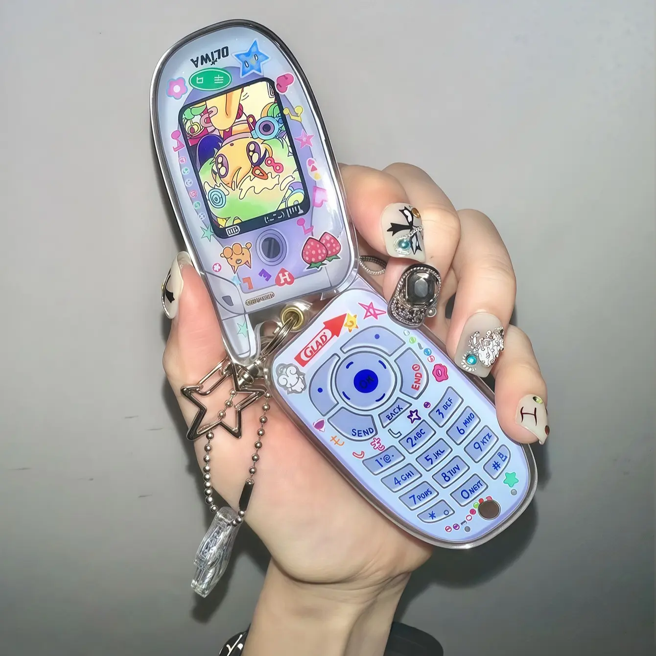 Cute Mini Mobile Phone Photo Frame Keychain, Y2K Style Acrylic