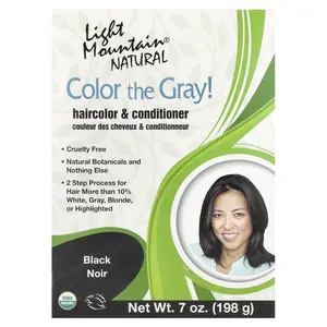 Light Mountain Color the Gray! Natural Hair Color & Conditioner, Black, 7 oz (198 g)