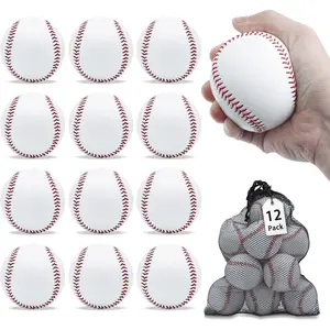 12-Pack Unmarked Training Baseballs with Rubber Core for Hitting, Soft Toss, Batting Practice