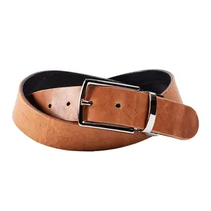 Ryan Two-in-One Reversible Leather Belt Black & Light Brown 1.2 Inch / 1.4 Inch Full-grain Italian Leather Polished Nickel 7 Holes