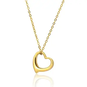 Altitude Boutique Open Heart Necklace for Women Floating Heart Necklace Hypoallergenic Simple Heart Necklace For Girls I Love You Necklace (Gold) momgift