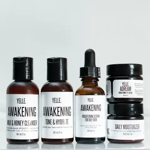 YELLE. The Awakening Trial Kit - Hydrating Cleanser with Tone & Hydration, Brightening Serum, and Daily Moisturizer for Soft Skin