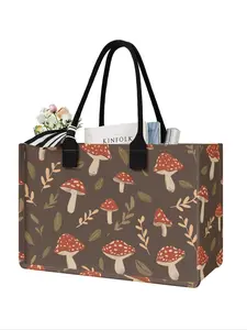 Mushroom Pattern Tote Bag, Casual Versatile Shoulder Bag for Women, Trendy All-match Bag for Daily Use, Stylish Tote Bag, Fashionable Patterned Bag, Fashionable Gift for Girlfriend, Sister, Mother, Aunt, Friend, Casual Shopping Bag