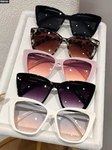 5 Stylish Cat Eye Sunglasses for Women, UV Protection Fashion Glasses for Beach and Outdoor Activities, Casual Summer Eyewear, Trendy Casual Sunglasses