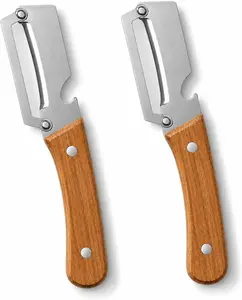 2PCS Kitchen Utensils Wooden-Handled Peeler, Stainless Steel Blade Vegetable & Fruit Peeling Tool with Bottle Opener, SummerVibes