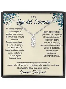 To Daughter Necklace Gift Infinity Double Heart Pendant with Cubic Zirconia,Sweet 16/Graduation/Anniversary Gift Family Forever Jewelry