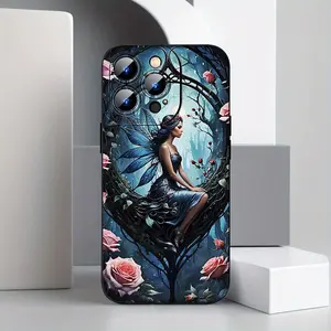 Shock-Resistant Phone Case with a Fairy Design, Made of TPU in Black, Is Compatible with Iphone Models 11 12 13 14 15 16 17 Air Plus Promax, Including Pro Max And Plus Series, Making It a Great Gift for Mobile Phone Accessories.