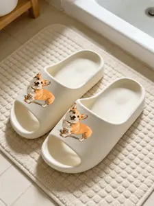 Corgi Dog Thick-Soled Slippers, Cute Healing Style Cloud Cushion Non-Slip Slides, Casual Indoor & Outdoor Couple Sandals