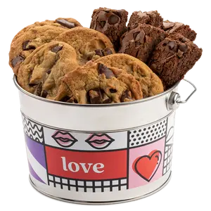 DAVID'S COOKIES Love Bucket Chocolate Chip Cookie and Brownie Sampler, Romantic Snack Gift