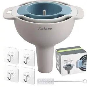 Set of 4 Funnels for Filling Bottles, BPA-Free Food Grade Kitchen Funnels with Detachable Strainer Filter for Kitchen Use Oil, Liquid, Dry Ingredients and Powder