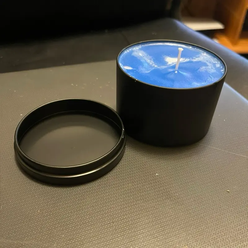 8 oz blue dyed blue lotus scented candle