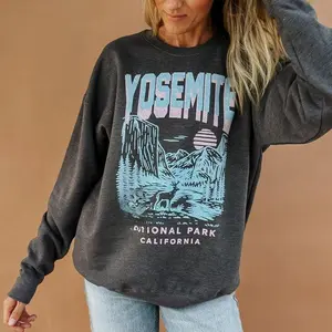 Yosemite National Parks Women's Graphic Sweatshirt Unisex Casual Crewneck with Graphic Print